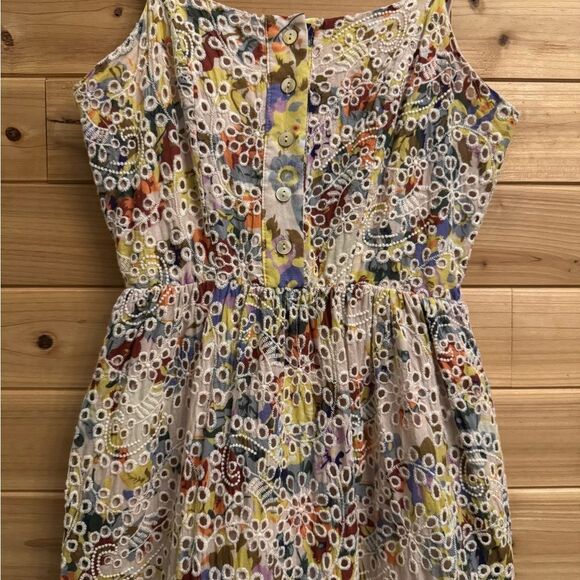 Evereve Size XS Lizzy Floral Eyelet Midi Button Spaghetti Strap Dress - Picture 5 of 13